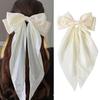 Solid Bow Ribbon Hair Clips Women Elegant Bowknot Satin Hairpins Barrettes Girls Ponytail Clip Wedding Bridal Accessories