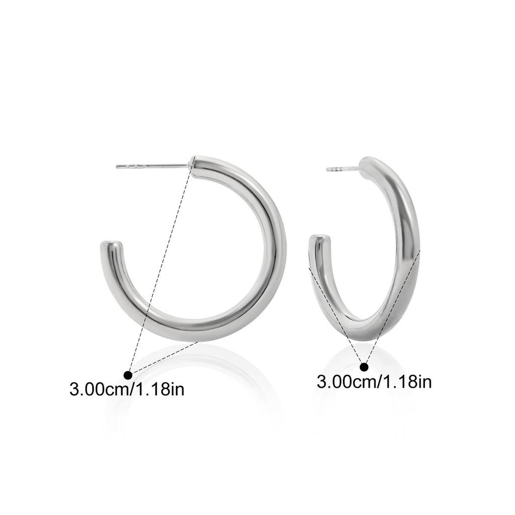 Yori Smooth C-ring Hollow Earrings Women Stainless Steel Fashion Versatile Charm Daily Jewelry Bijoux Waterproof