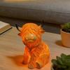Highland Cattle Night Light Handcrafted Resin Lamp with Amber Glow Cute Desk Decor Bedside Reading Light Unique Gift for Animal Lovers & Rustic Home
