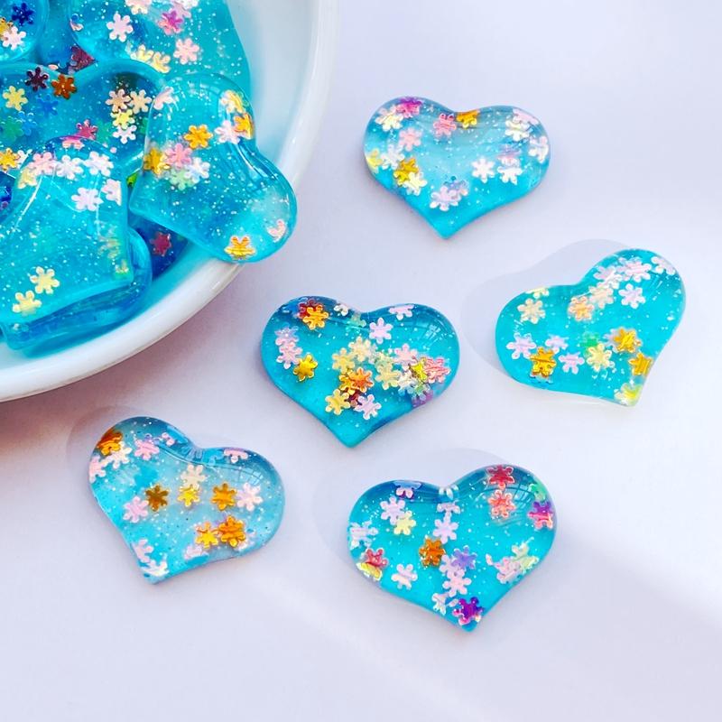 10Pcs New Cute Mini Resin Shining Heart Flat back Cabochon Scrapbook Kawaii DIY Embellishments Accessories