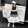 Girls' Korean Style Sleeveless Lace Dress - Summer Patchwork Princess Skirt for Older Children