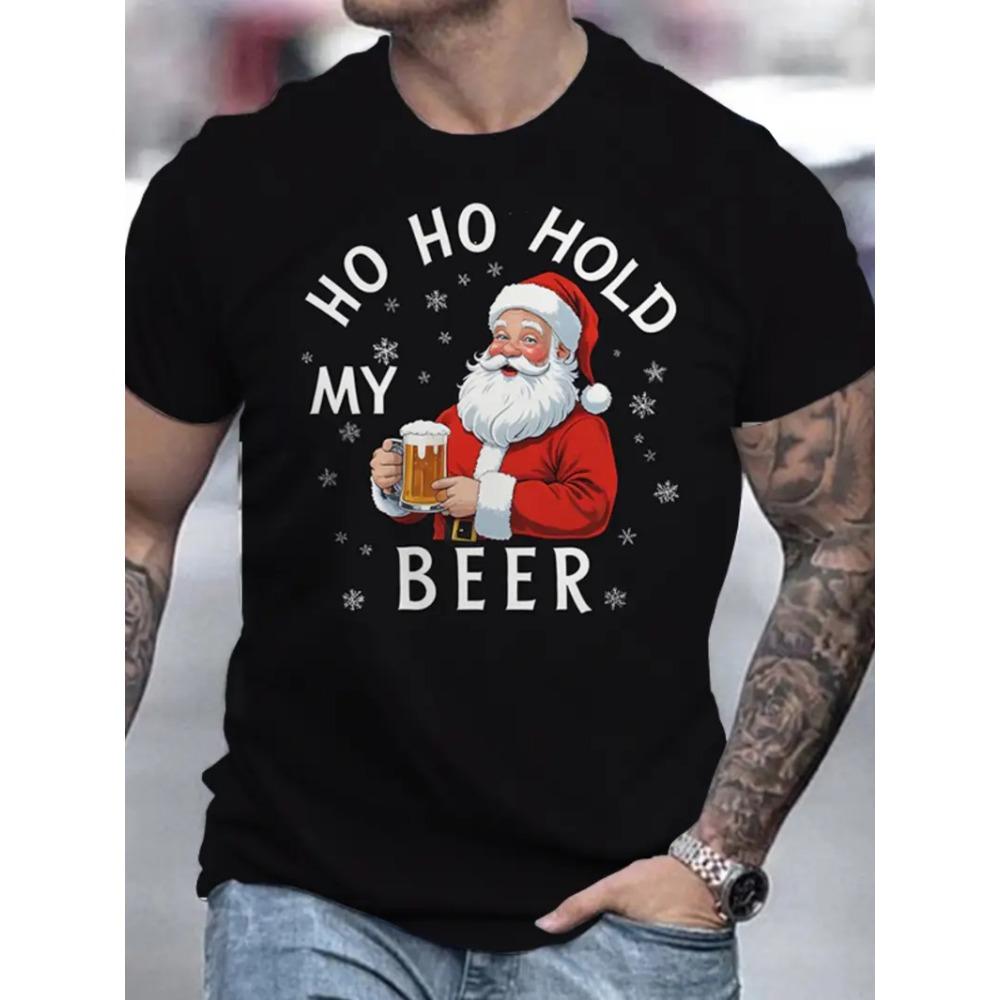 Fun Santa Claus T-shirt men's top short sleeved T-shirt round neck Y2k clothes oversized summer T-shirt men's casual wear