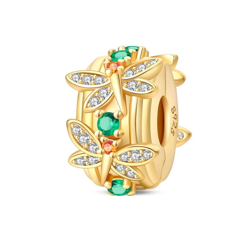 Original 925 Silver Gold DIY Charms Beads with Zirconium Sun Leopard Pendants for Bracelet Jewelry Making