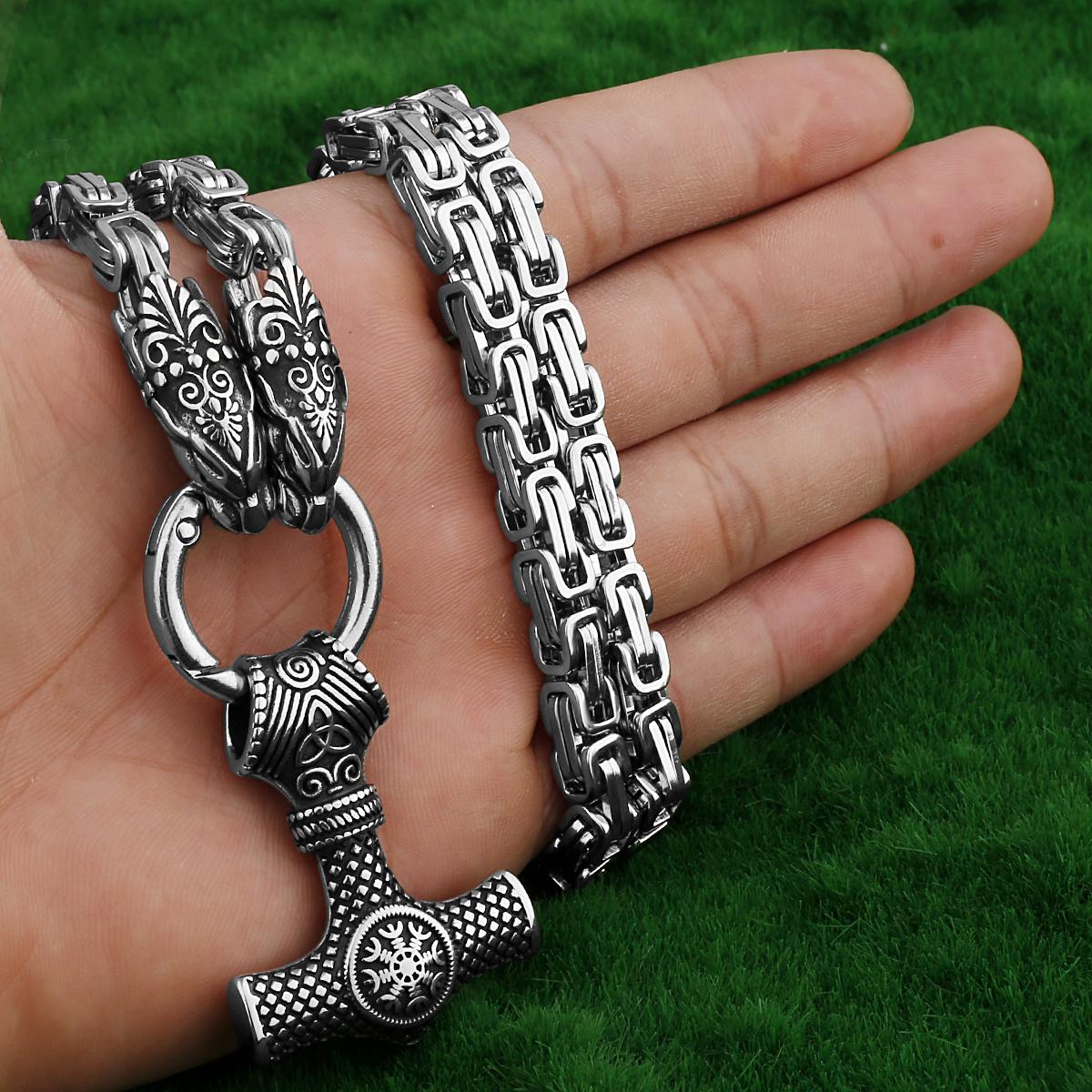 

2021 Новая мода [нержавеющая сталь 316L] Nordic Domineering Viking Dragon Thor s Hammer мужская подвеска-ожерелье ювелирное изделие подарок 70cm