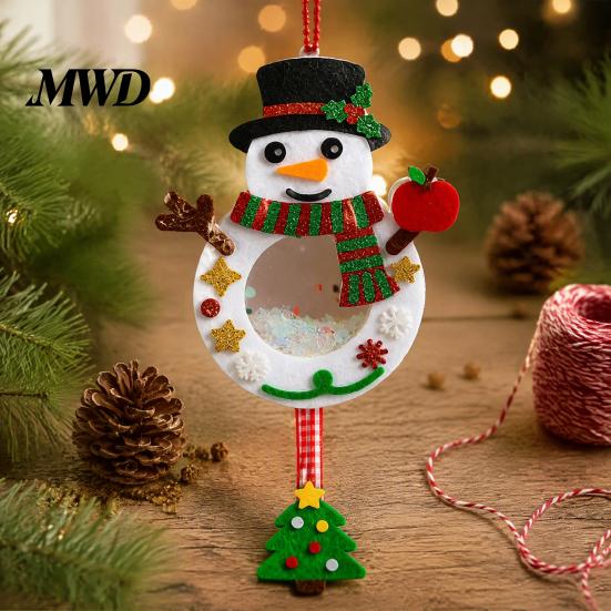 Safe Odorless Crafting Kits for Toddlers Christmas Shaker Ornament DIY Kit Kids, Santa Snowman Reindeer Felt Personalized Eve Gifts Craft Set, Glitter