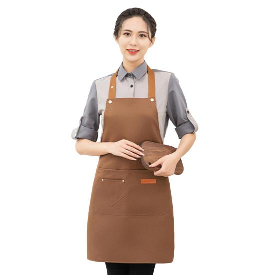 Vanntett forkle for menn kvinner justerbar lengde knyting i midjen flerlommet forkle for kjøkken grill restaurant bar kafé skjønnhetssalong neglestudio uniformer