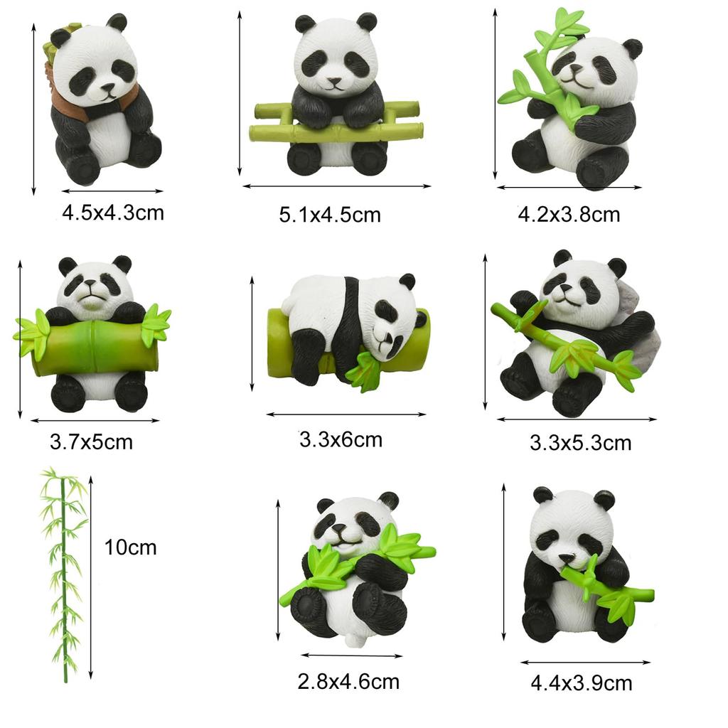 Eight Panda Holding Panda Mini Animal Resin Panda Christmas Landscape Garden Funny Decorative Small Miniature Spirit Dollhouse Small Souvenir