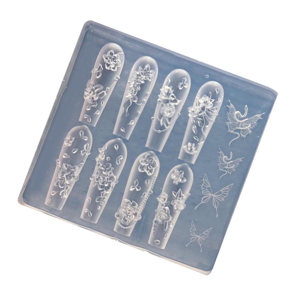 Silicone 3D Nail Embellishment Molds Rose Shape Small Accessories Crafting Molds Present for Beauty Enthusiasts