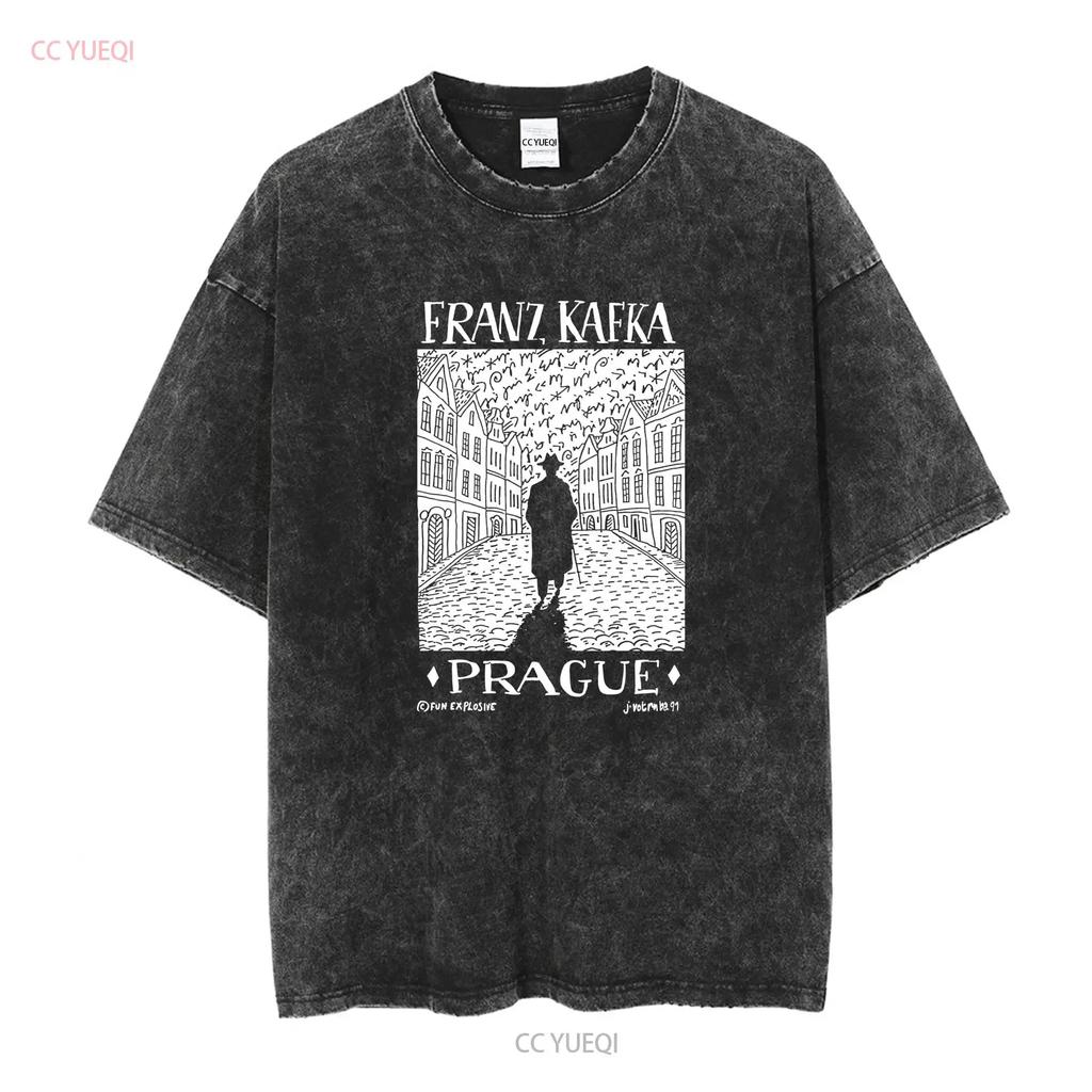 Vintage 1991 Franz Kafka Prague Art T Shirt Size XL Black vintage Washed streetwear Comfortable Slightly fashion Casual