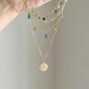 Medieval Vintage Gold Sunflower Tassel Necklace Female Bohemian Multi-layer Stacked Water Drop Clavicle Chain