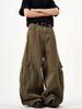 FansiYu 2025 Autumn High-Waisted Loose Straight Leg Cargo Jeans for Women