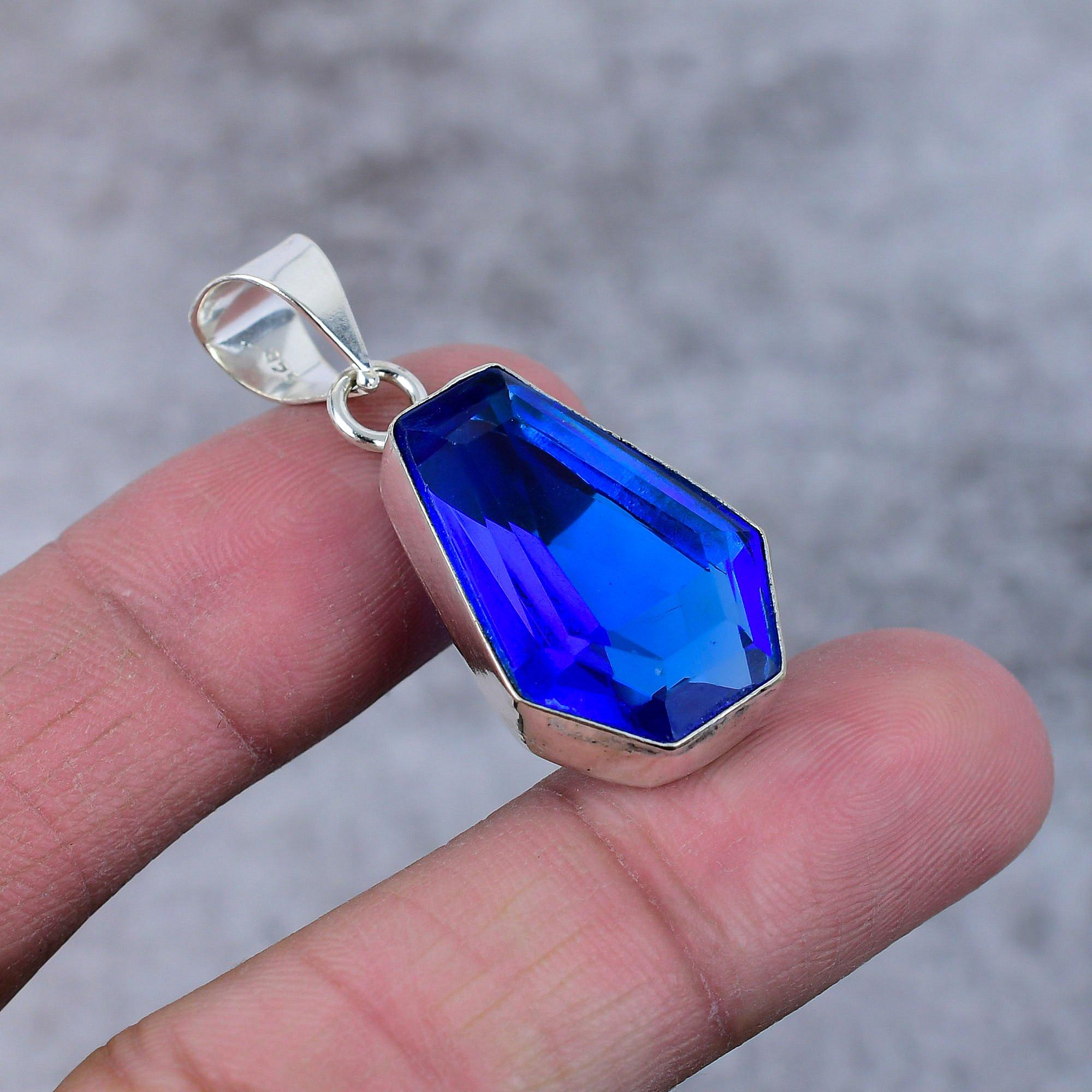 

Tanzanite Quartz Gemstone Handmade 925 Steling Silver Jewelry Pendant 1.58 M-384
