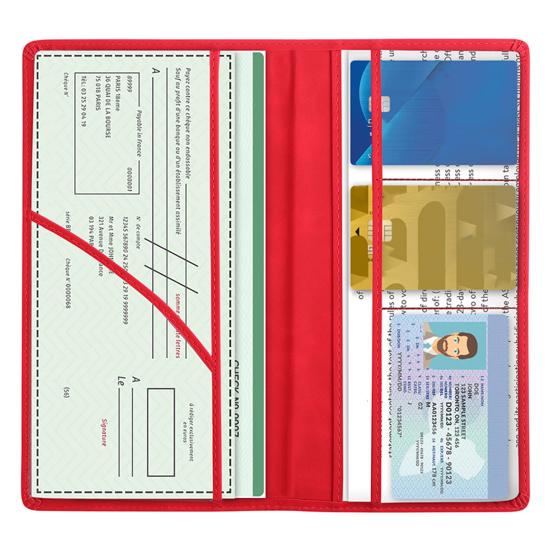 Car Registration Card Holder Multi-Pocket Insurance Card Holder Slim Faux Leather Bifold Wallet Document Organizer