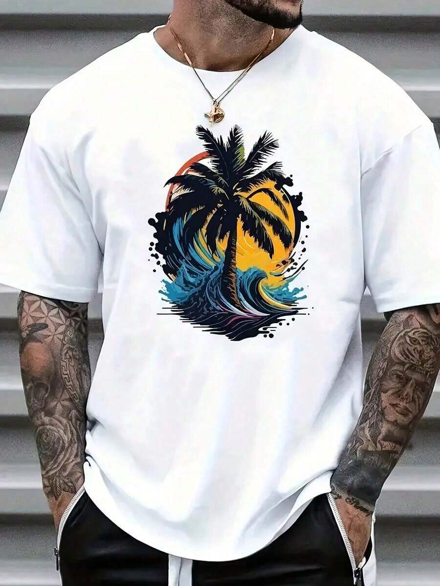 

A Coconut Tree Letter-Printed T-Shirt For Vacation Wear, A Seasonal Casual And Tr*Endy Unisex T-Shirt M