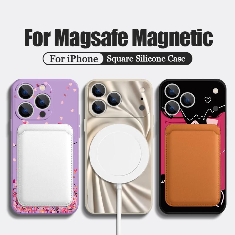 For iPhone 17 Pro Max Case Luxury Love Hearts Pattern Magnetic For Magsafe Soft Cover For iPhone 16 15 14 13 Pro Max 17E 16E