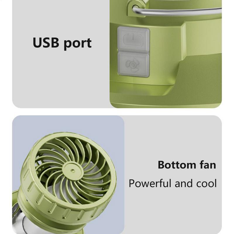Solar Lights Camping USB Charging Work Lamp With Fan Foldable Camping Lamp Waterproof LED Light For Garden RV Backyard Hiking