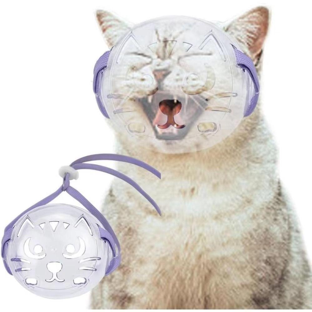 Breathable Cat Muzzle Mask Adjustable Pet Grooming Mask Kitten Mouth Cover  Prevent Biting