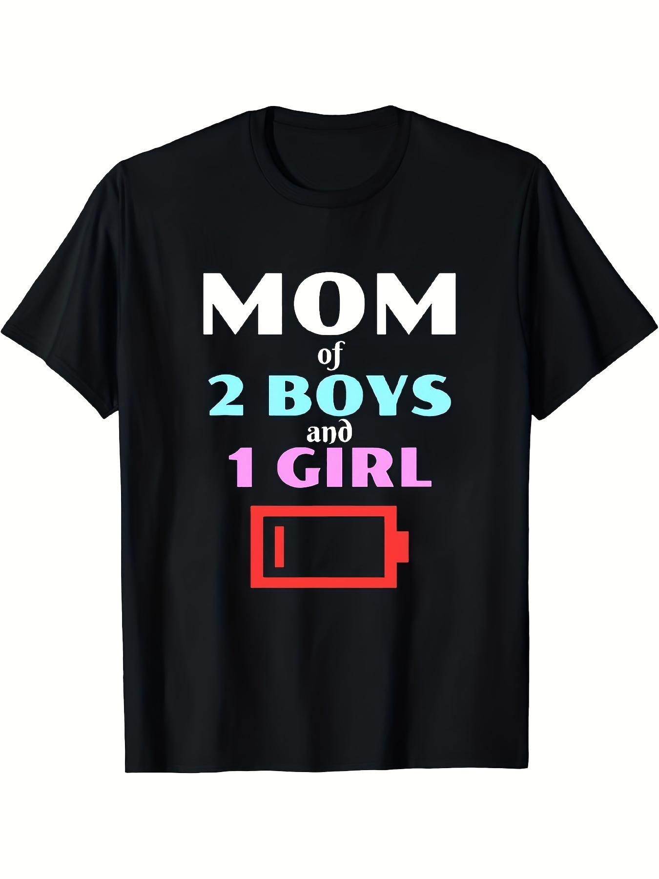 2 Boys and 1 Girl Tired Mom Humor T-Shirt - Black XXXXL