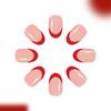 French Style Press On Nail 24Pcs Glossys Red Holiday Design Short Almond Shape Sparkles Easy Application