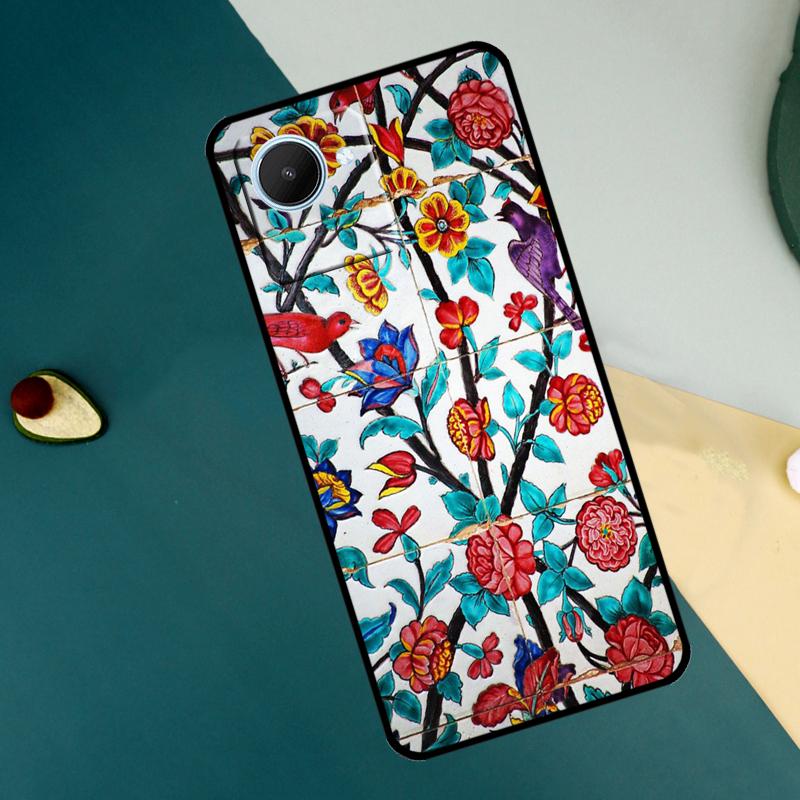 Ancient Floral Tiles For Realme C67 C53 C55 C75 C71 C61 C33 C63 C51 C65 11 12 13 14 15 Pro Plus GT6 GT7 Pro Case
