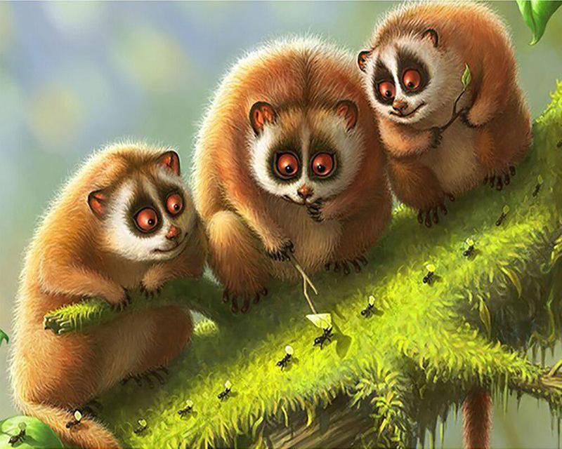 5D-Diamantstickerei zum Selbermachen, kleine Tiergeister, Bild mit Strasssteinen, Diamantmalerei, Blumen und Einhörner, Diamantmosaik, Bastelset, Heimdekoration