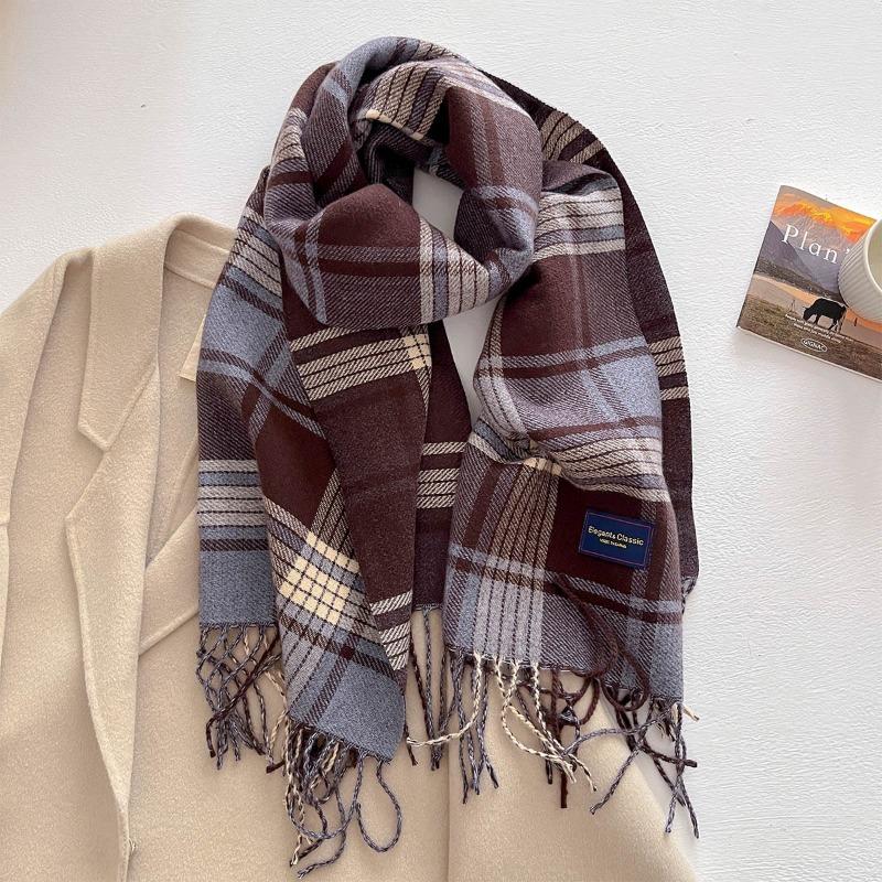 Autumn and winter new versatile scarf women's thickened woven thick beard fringed warm scarf imitation cashmere shawl