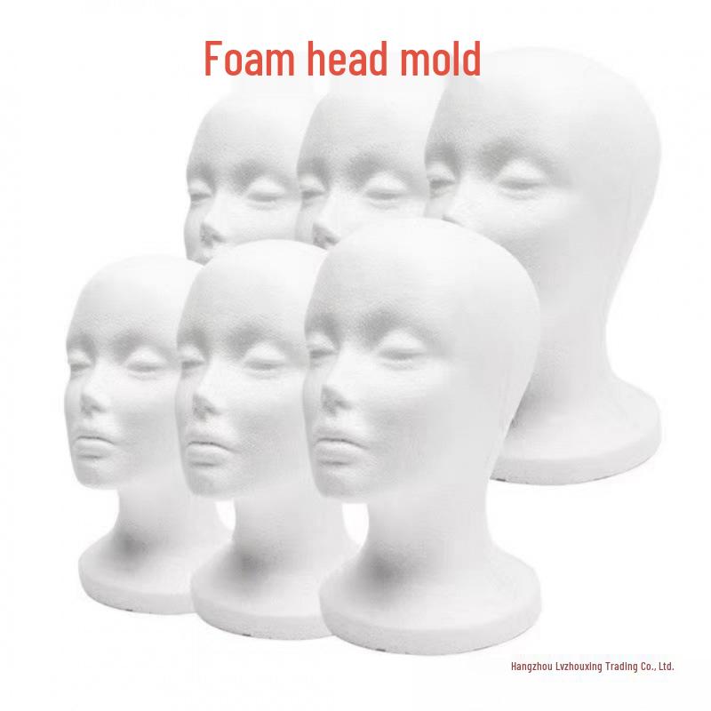 Foam Mannequin Wig Stand for Hair Styling and Trimming