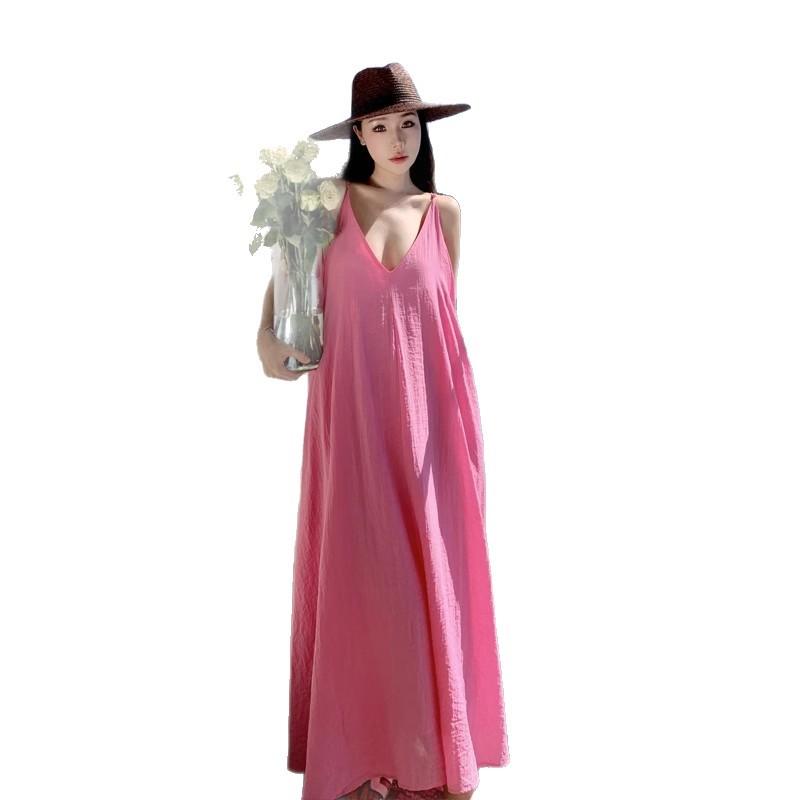 Pink dopamine sweet age-reducing girl feeling loose lazy wind cover belly Maldives Sanya beach skirt