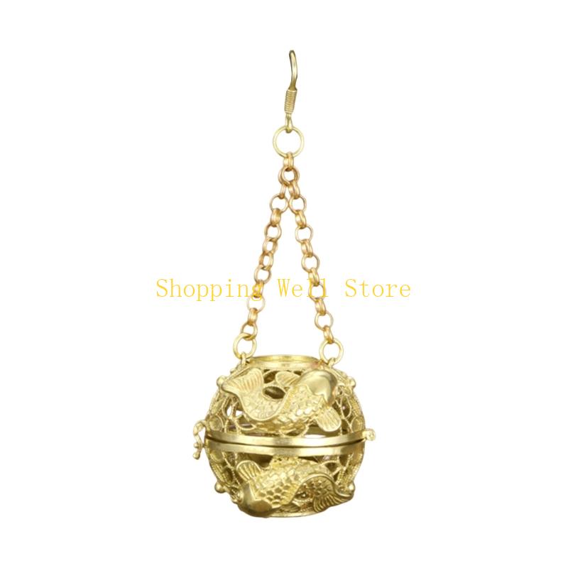 KX4B Elegant Brass Aromatherapies Ball Hanging Incenses Ball for Home Interior Decors