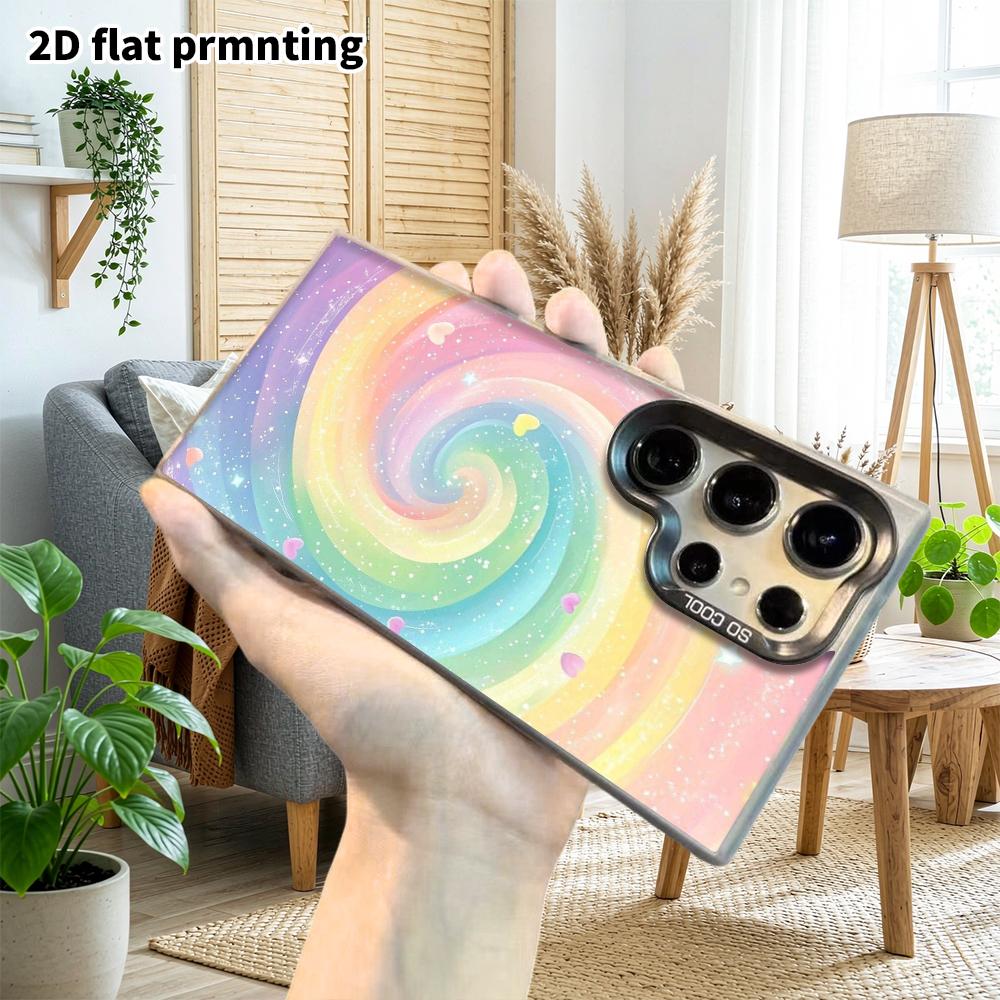 Phone Case: 2D Flat Samsung Galaxy A34 A35 M05 M06 S20 S22 S21 FE Plus 5G Protective Case, Couple Style, Rainbow Swirl, Christmas and Halloween Gift