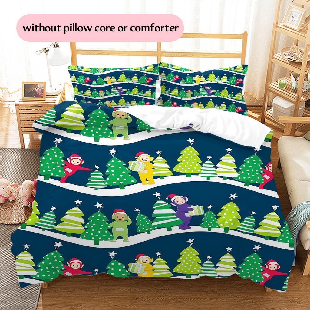 Teletubbies Pattern Bedding Quilt Set  Home Decoration  Gift (1 * duvet cover + 2 * pillowcase  without core)