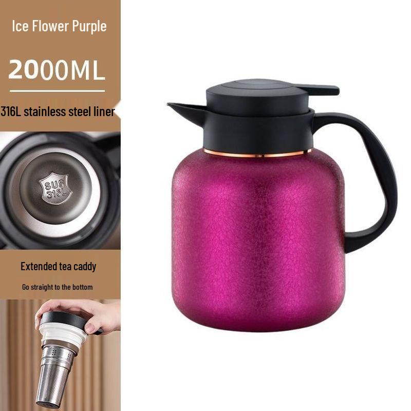 304 Stainless Steel Thermos Flask with Tea Infuser - Large Capacity Hot Water Bottle and Kettle for Home Use