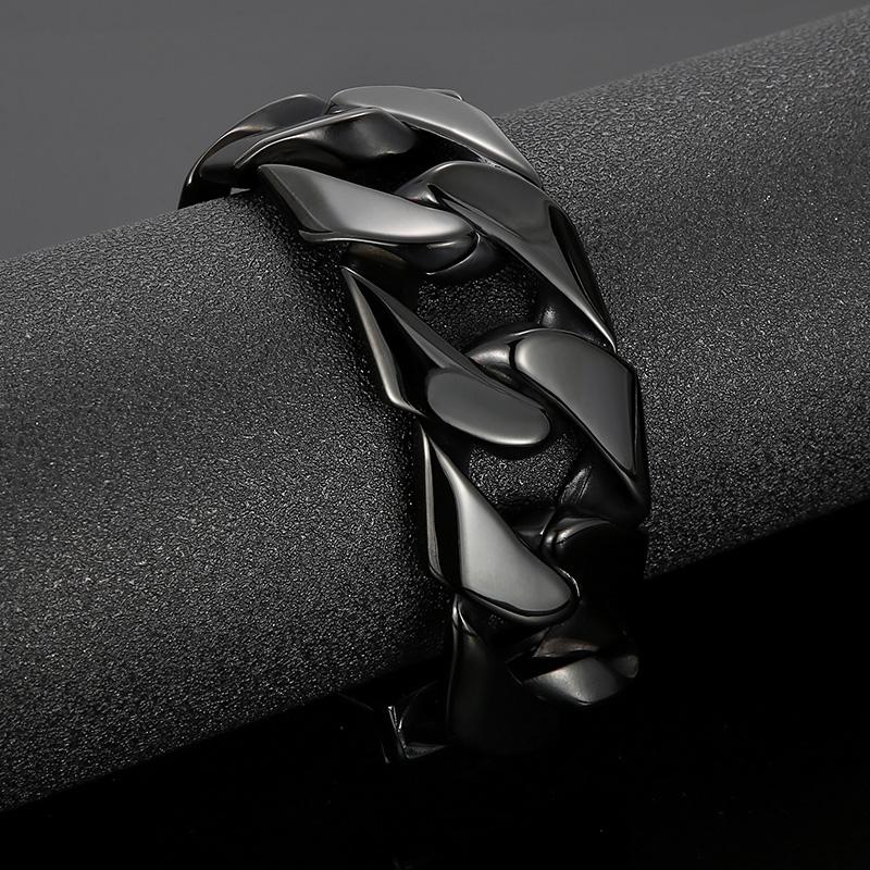 Leichtes kubanisches Armband Leniency für Herren Punk 31MM Edelstahl poliertes Accessoire herrschaftlicher Charme Partyschmuck