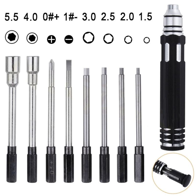 Multifunctional 8 in 1 Screwdriver Set RC Repair Tool Kit Hexagon Socket for RC Car Drone Plane Hex Philip Spanner
