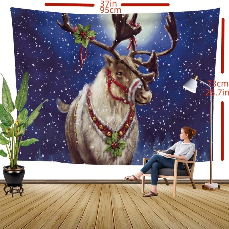 2023 Christmas Elk Tapestry Cartoon Santa Claus Decoration Background Cloth Holiday Party Decoration Hanging Cloth