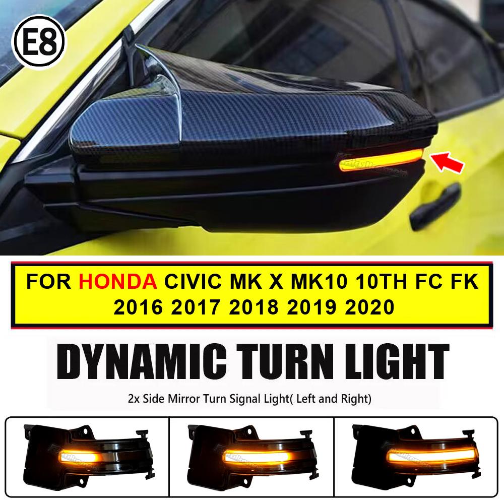 

LED Side Wing Rearview Mirror Sequential Dynamic Blinker Turn Signal Light For Honda Civic MK X MK10 10th FC FK 2016 2017-