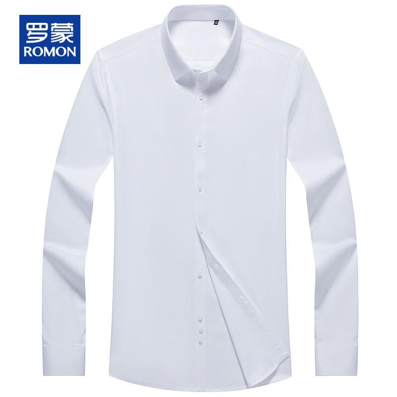 ROMON Men's Pure Cotton Long-Sleeve Wrinkle-Free Business Casual Shirt