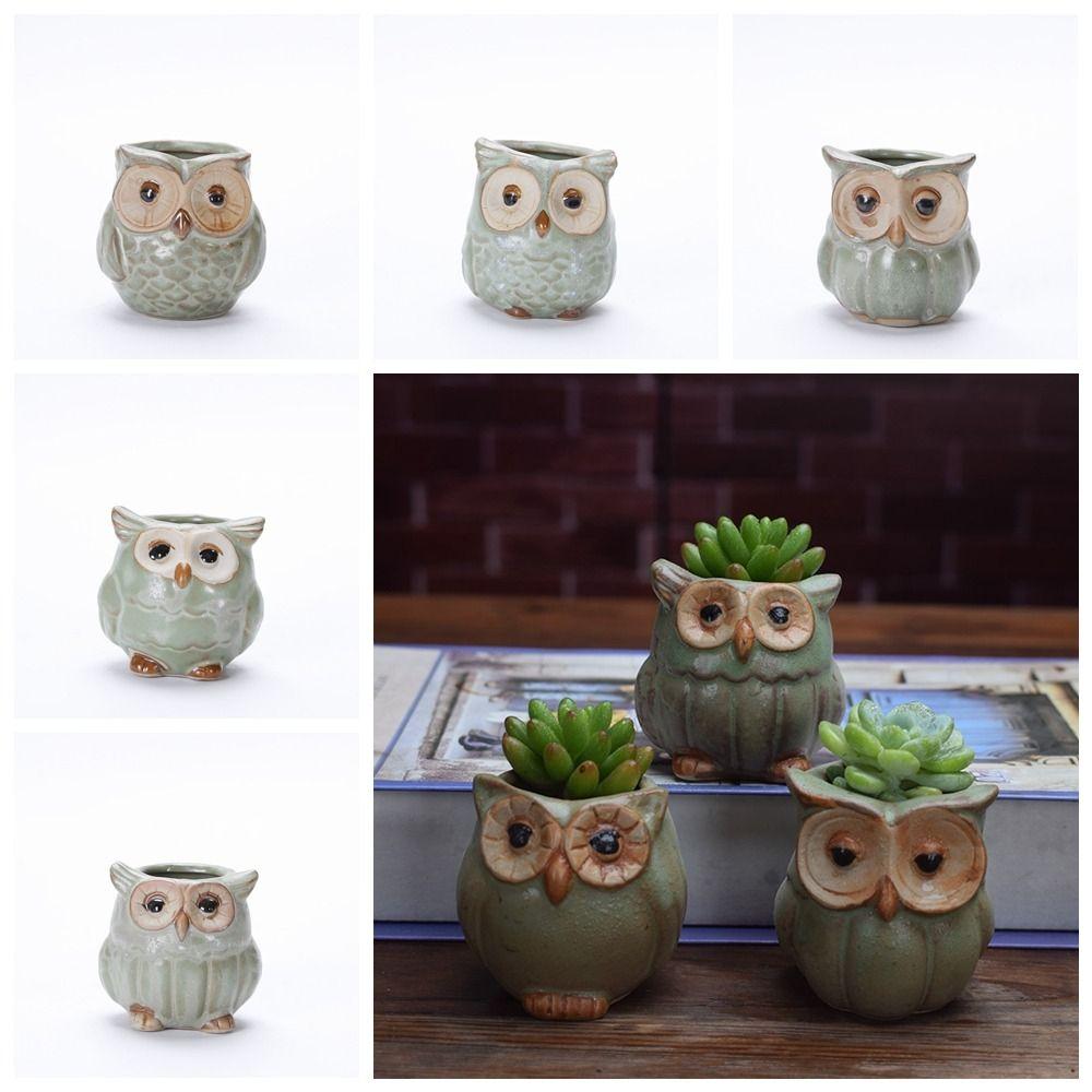 

Owl Shaped Owl Ceramic Pots Cartoon Thumb Flower Pot Potted Plants Desktop