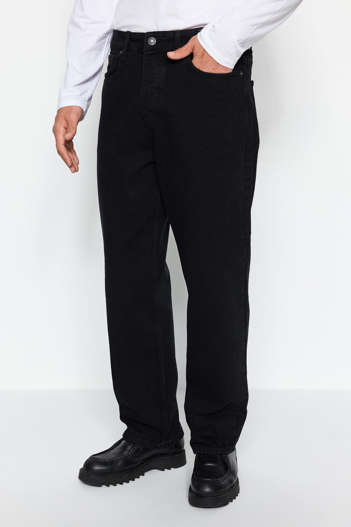 

Men s Fashion New Jeans Black Baggy Fit Jeans Loose Denim Pants 29