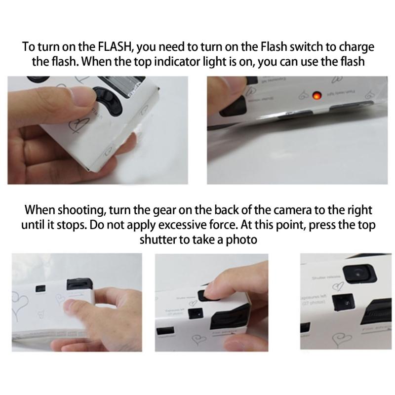 Retro Style 35mm Disposable Camera Flash Light Function Single Use Camera with Color Films for Weddings Parties