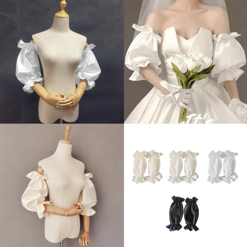 2pcs Bride Arm Sleeves Breathable Loose Sleeves Comfortable Outdoor Sleeves Suitable for Various Gowns