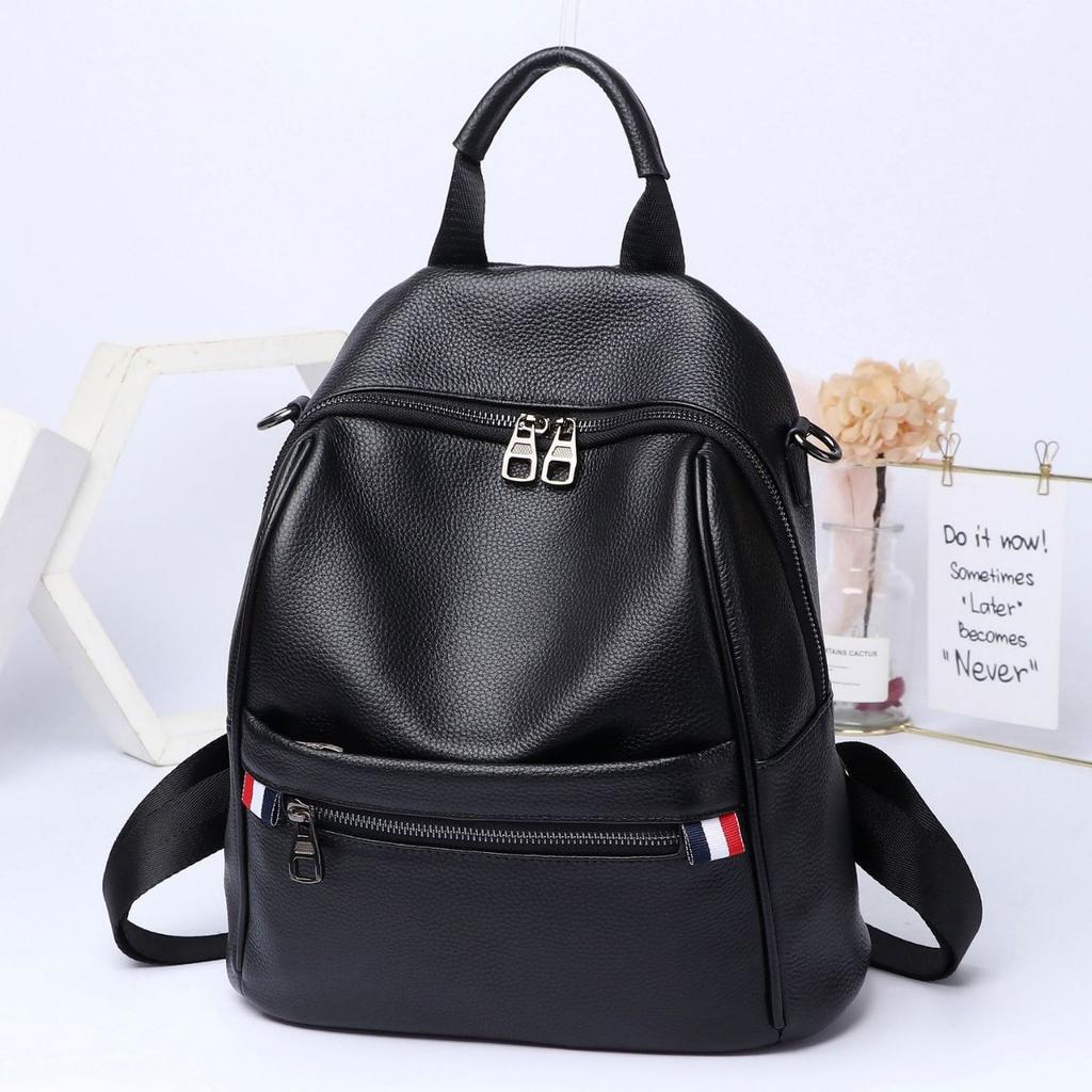 Cowhide Backpack, Women's Fashion Travel Schoolbag, Large-capacity Fashion Simple Bag