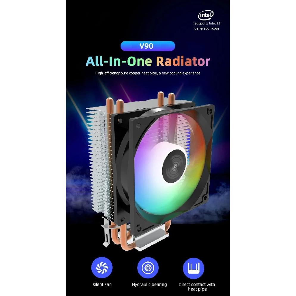Coolcirc A400 CPU COOLER 4 Heat pipes 9cm RGB Cooler PC Air-Cooled Radiator Quiet Hydraulic Bearings For AMD AM2/AM3/AM4