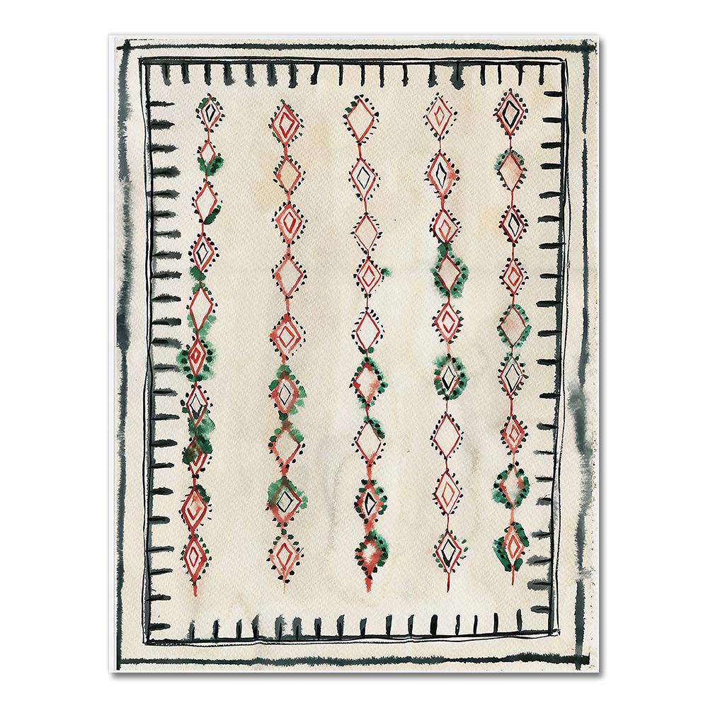 Moroccan Rug Art Painting Boho Wall Pictures , Abstract Neutral Eclectic Canvas Art Prints Home Bohemia Poster Wall Decor