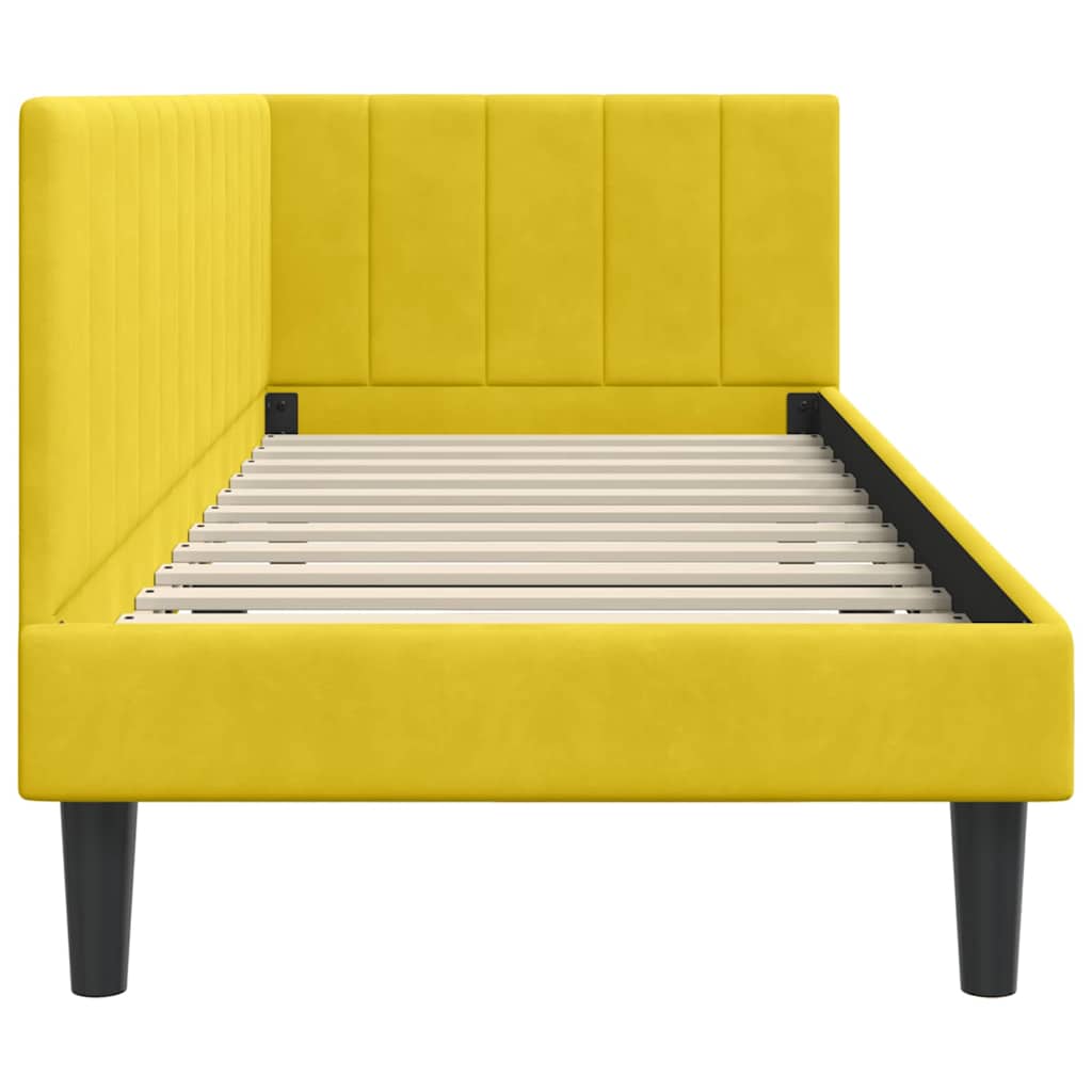 L Shaped Bed Frame with Headboard Yellow 80 Cm X 200 Cm Velvet