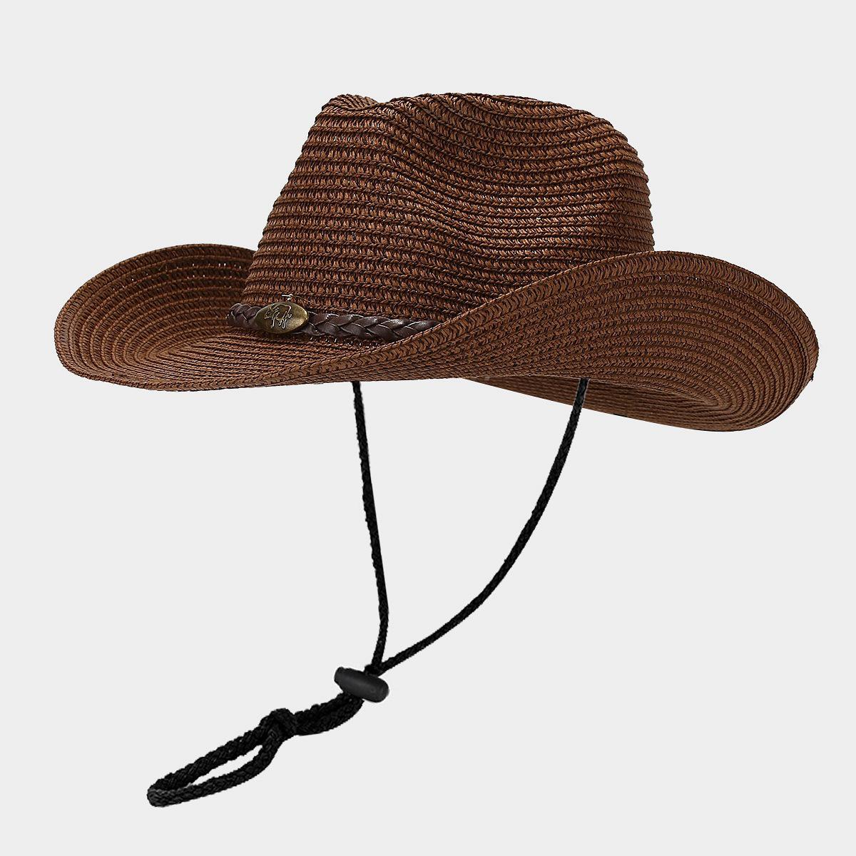 

2025 Summer UPF50+ Wide Brim Sun Hat Outdoor Western Cowboy Fisherman Cap Adjustable Breathable Unisex for Men Women 56-58 cm коричневий