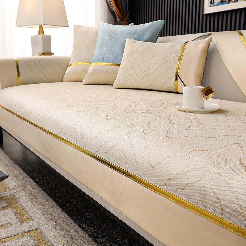 New Gold Edge Sofa Cushion Cover Fabric Seat Cushion Household Modern Simple Non Slip Sofa Towel Universal Four Seasons