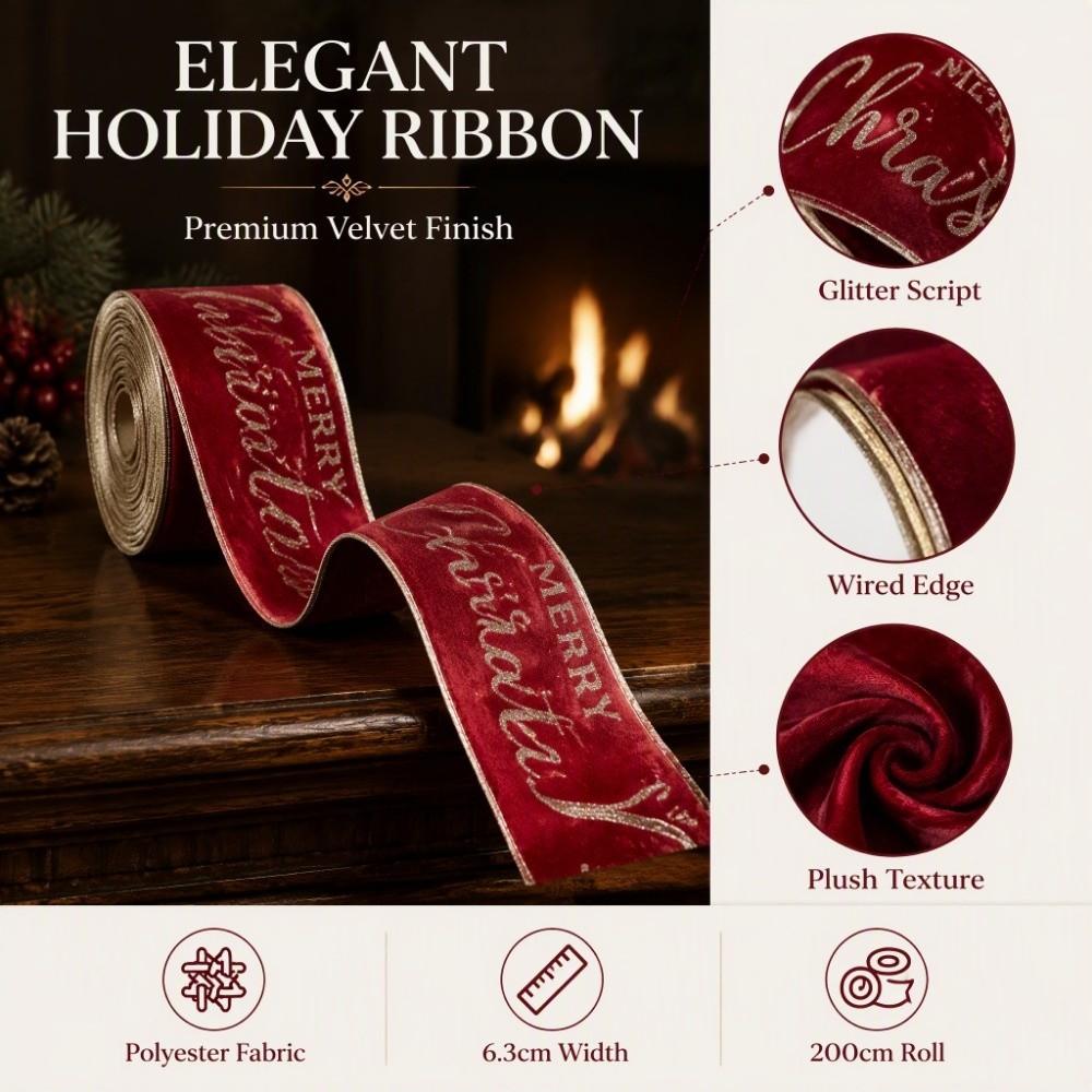 6.3cm Christmas Bow Ribbon DIY Craft Bow Decorative Webbing  Festive Atmosphere