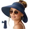 Wide Brim Women's Sun Hat Open Top Straw Hat New Ponytail Hats for Summer