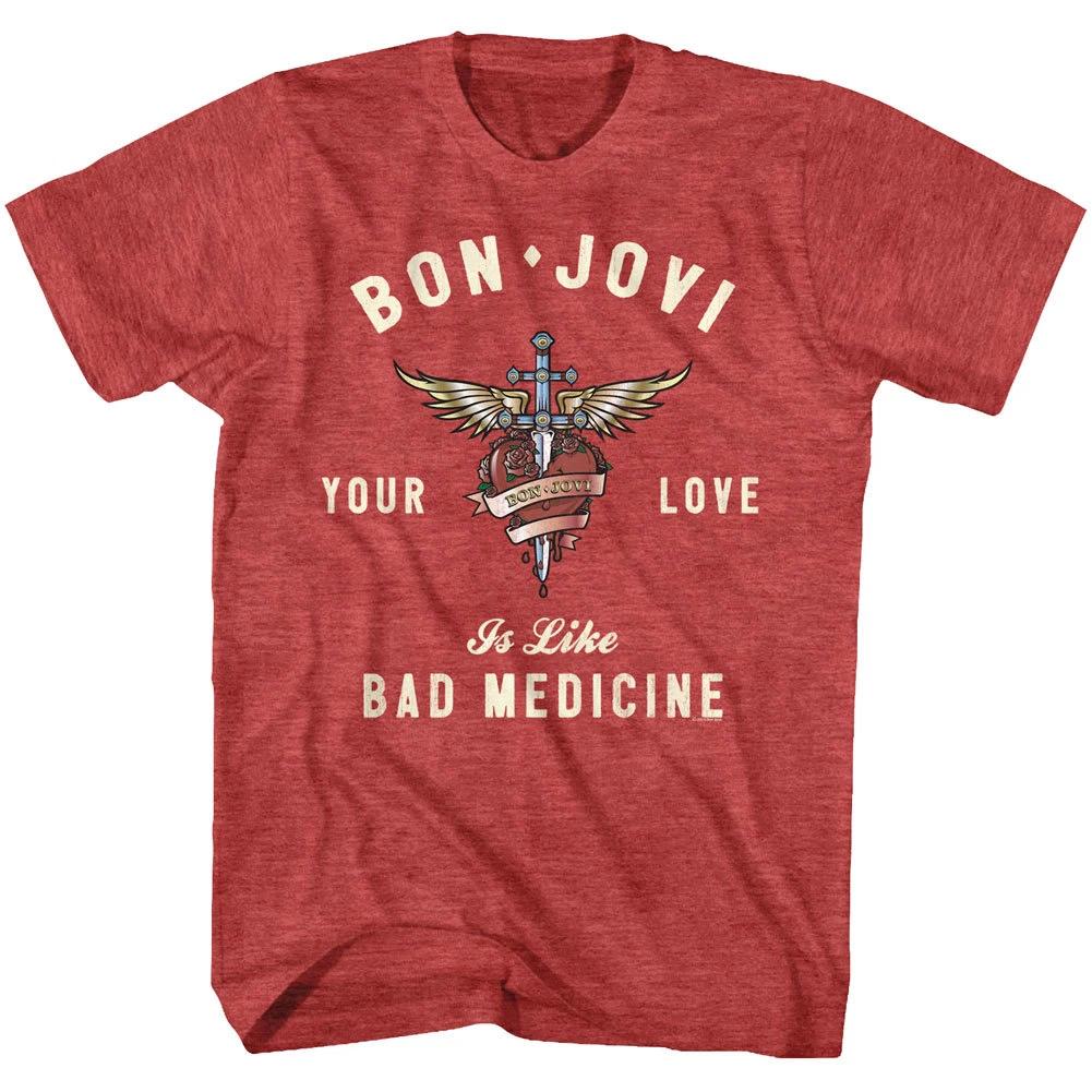 Bon Jovi Your Love Is Like Bad Medicine Mens T Shirt Rock Band Concert Album Top S